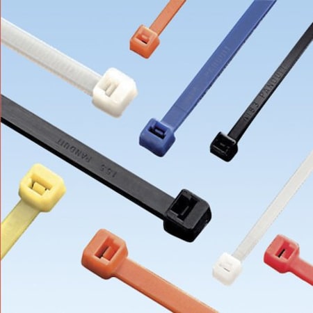 Panduit Cable Tie, 11-1/2 in L, 3 in Max Bundle Dia., Red, Nylon 6/6, 50 lb Strength, 1000 PK PLT3S-M2